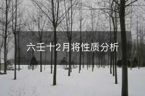 六壬十2月將性質分析
