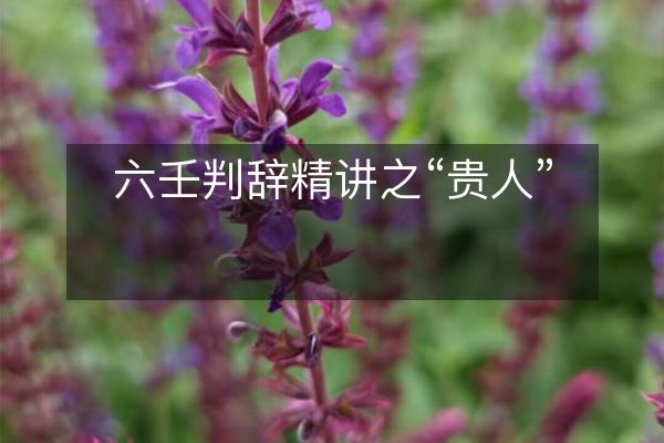 六壬判辭精講之“貴人”